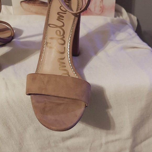 Sam Edelman, Suede Open Toe Strappy Block Heel, Tan - Picture 7 of 11